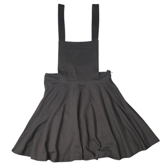 Cooperative Black Overall Pocket Adjustable Straps Stretch Flowy Circle Skirt 8 - Picture 4 of 11